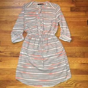 Taupe and coral long sleeve dress